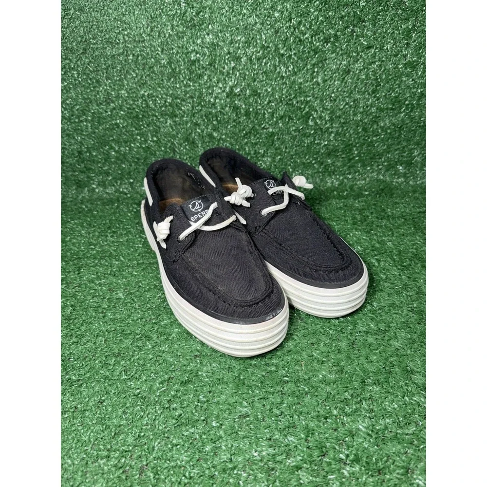 Sperry Shoes Womens Size 7.5 Bahama 2.0 Black White Causal Platform Sneakers